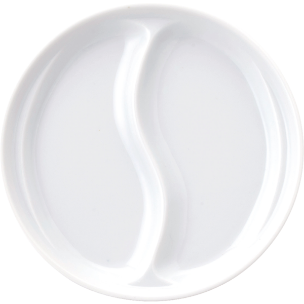 00001068 白 15 10㎝二ツ仕切皿 10.2×2㎝ P.103 ￥500（税抜）