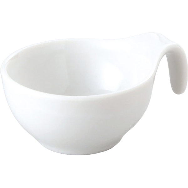 00001264 白 16 9㎝手付プチボール（特白磁） 8.8×6.8×4㎝ P.104 ￥500（税抜）