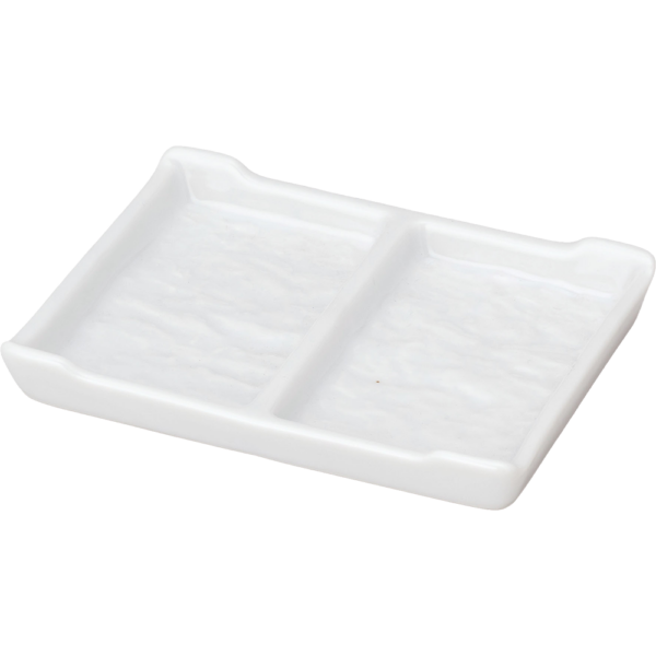 00001311 白 15 2連薬味皿 10.5×7.9×1.5㎝ P.103 ￥800（税抜）