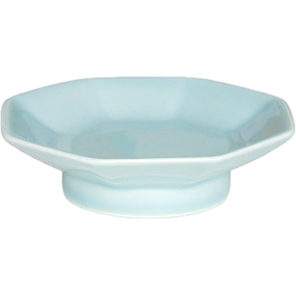 00020041 青磁 6 八角5.5高台皿 16×4.5㎝ P.114 ￥2450（税抜）