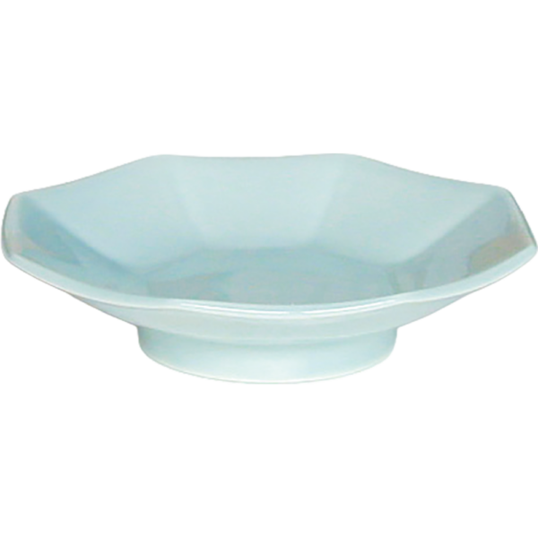 00020042 青磁 6 八角6寸高台皿 19.5×4.7㎝ P.114 ￥1400（税抜）