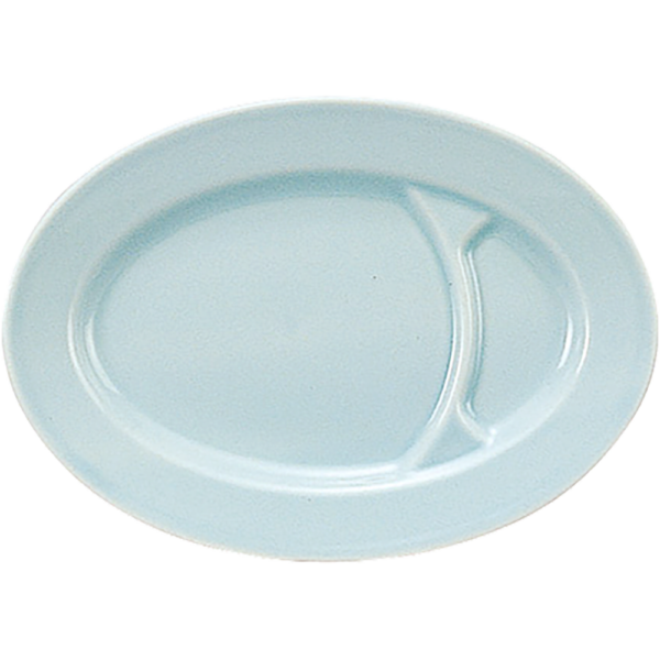 00020098 青磁 7 10吋仕切プラター 26.2×18.7×2.7㎝ P.115 ￥3400（税抜）