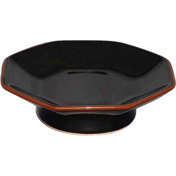 00030041 天目 3 八角5.5高台皿 16×4.5㎝ P.118 ￥2500（税抜）