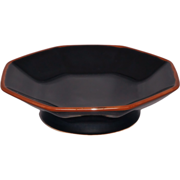 00030042 天目 3 八角6寸高台皿 18.5×4.5㎝ P.118 ￥2700（税抜）