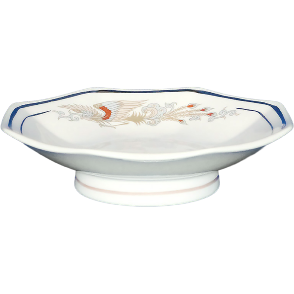 00200042 パステル鳳花 八角6寸高台皿  19.8×4.6㎝ P.136 ￥2750（税抜）