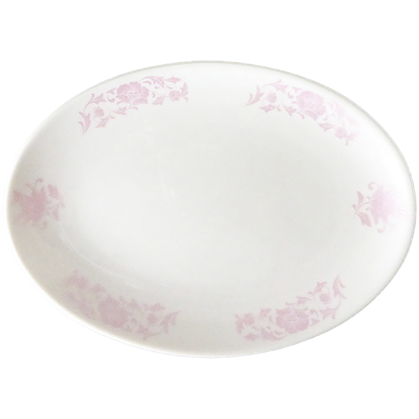 00290086 メタリックピンク唐草 2 9吋メタプラター  23.3×16.8×2.5㎝ P.129 ￥2750（税抜）