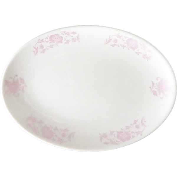 00290087 メタリックピンク唐草 2 10吋メタプラター  26.5×19×2.8㎝ P.129 ￥3400（税抜）