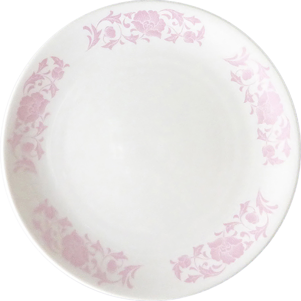 00290118 メタリックピンク唐草 2 7吋半メタ皿  19.7×1.9㎝ P.129 ￥1500（税抜）