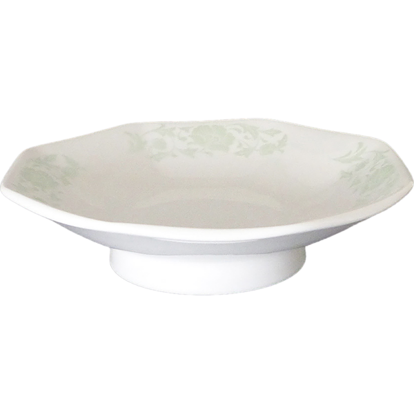 00300042 メタリックグリーン唐草 1 八角6寸高台皿  19.8×4.6㎝ P.130 ￥2500（税抜）