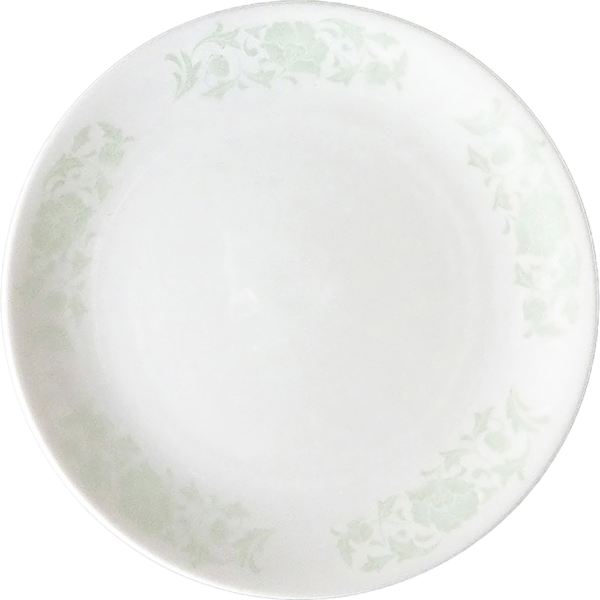 00300118 メタリックグリーン唐草 2 7吋半メタ皿  19.7×1.9㎝ P.131 ￥1500（税抜）