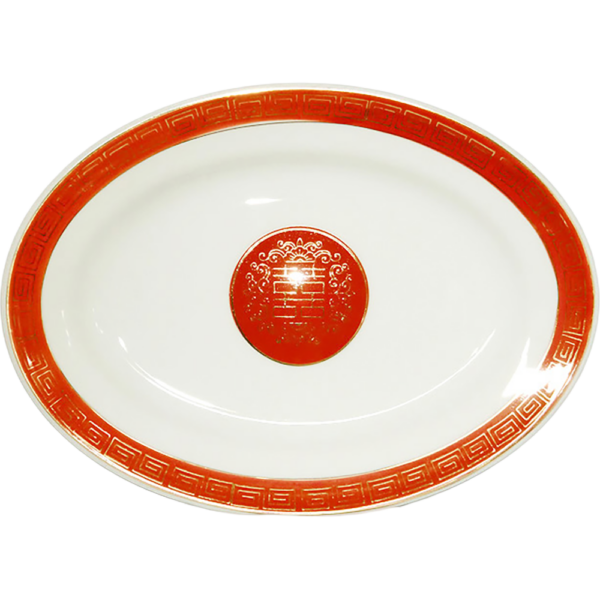 00330075 赤金 8吋プラター  20.8×15.3×2.2㎝ P.137 ￥2450（税抜）