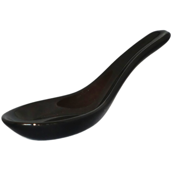 00400199 レンゲ 2 黒釉 厚口レンゲ  14.3×4.7㎝ P.185 ￥530（税抜）