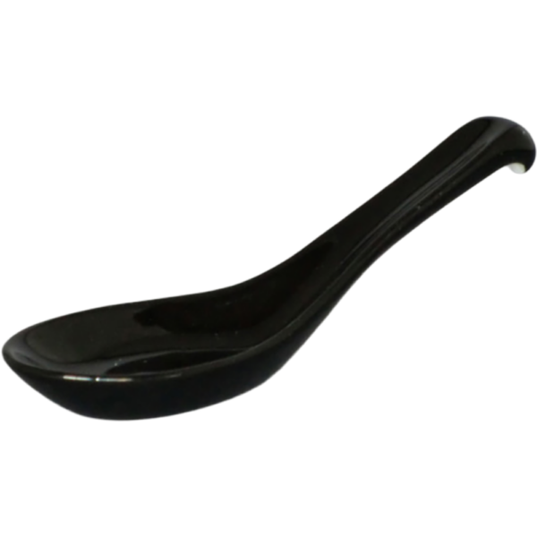 00400202 レンゲ 2 黒釉 渕掛レンゲ  14.5×4.7㎝ P.185 ￥520（税抜）