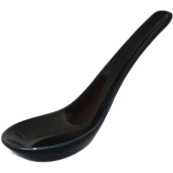 00400205 レンゲ 2 黒釉 6寸レンゲ  17.8×5.5㎝ P.185 ￥1050（税抜）