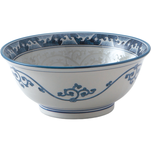 00410929 波唐草 1 6.3高台丼  18.8×7.8㎝ 1000㏄ P.150 ￥1600（税抜）