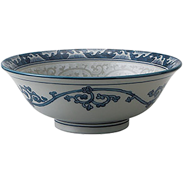 00411146 特選麺の器 25 波唐草 6.8浅高台丼 21×7.9㎝ 1100㏄ P.178 ￥1800（税抜）