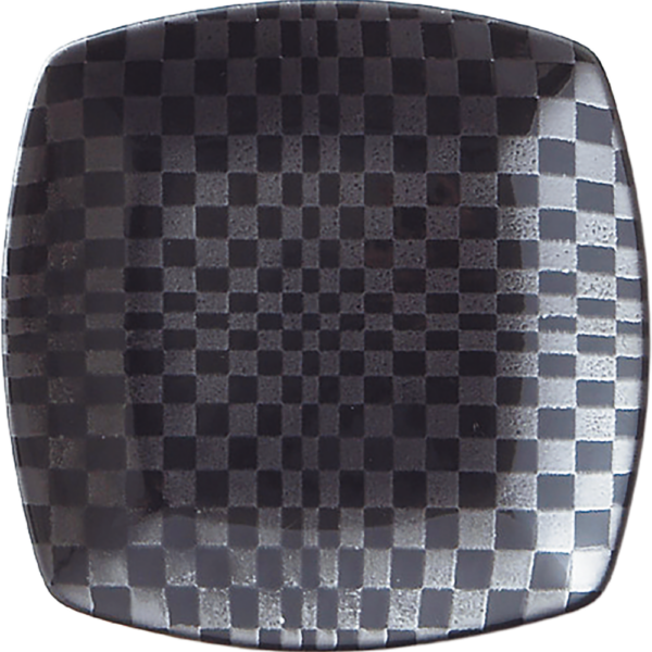 00470263 市松黒・オリエント 市松黒 四角小皿  14×14×2㎝ P.153 ￥1000（税抜）