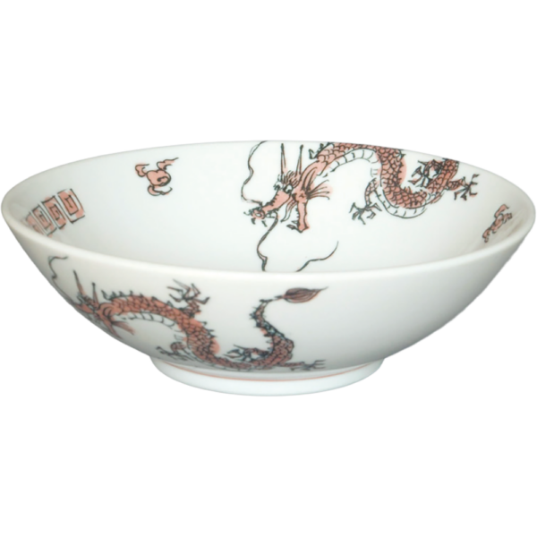 00480055  踊り竜（赤） 丸6.8丼  20.7×6.6㎝ 950㏄ P.143 ￥2500（税抜）