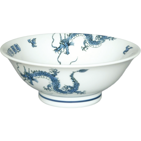 00490713  踊り竜（青） 6.5反高台丼 20.2×8.2㎝ 1080㏄ P.143 ￥2650（税抜）