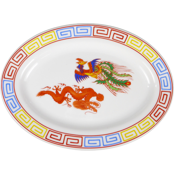 00650076 特選麺の器 3 支那絵（転写） 9吋プラター 23×16.5×2.6㎝ P.156 ￥3300（税抜）