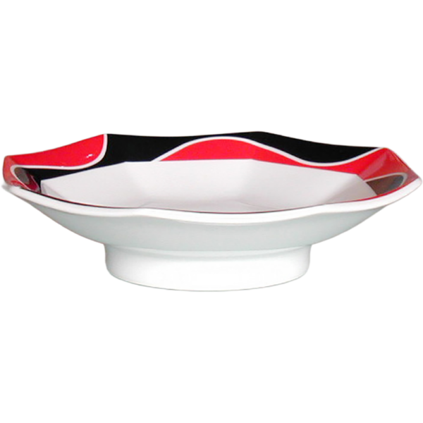 00760042 パッション 赤 八角6寸高台皿  19.8×4.6㎝ P.139 ￥2500（税抜）