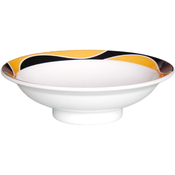 00770027 パッション 黄 丸7寸高台皿  21.8×6.5㎝ P.140 ￥3000（税抜）