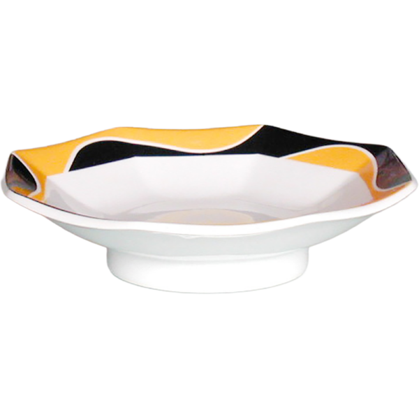 00770042 パッション 黄 八角6寸高台皿  19.8×4.6㎝ P.140 ￥2500（税抜）