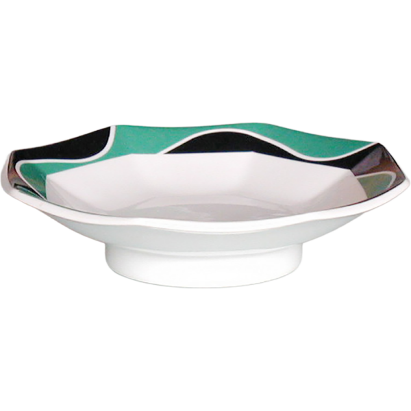 00780042 パッション 緑 八角6寸高台皿  19.8×4.6㎝ P.141 ￥2500（税抜）