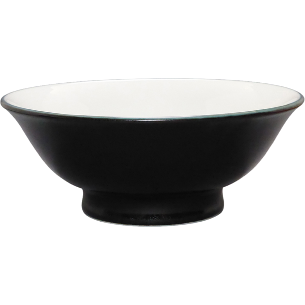 00910713 黒釉（中白） 6.5反高台丼 20.2×8.2㎝ 1080㏄ P.65 ￥2400（税抜）