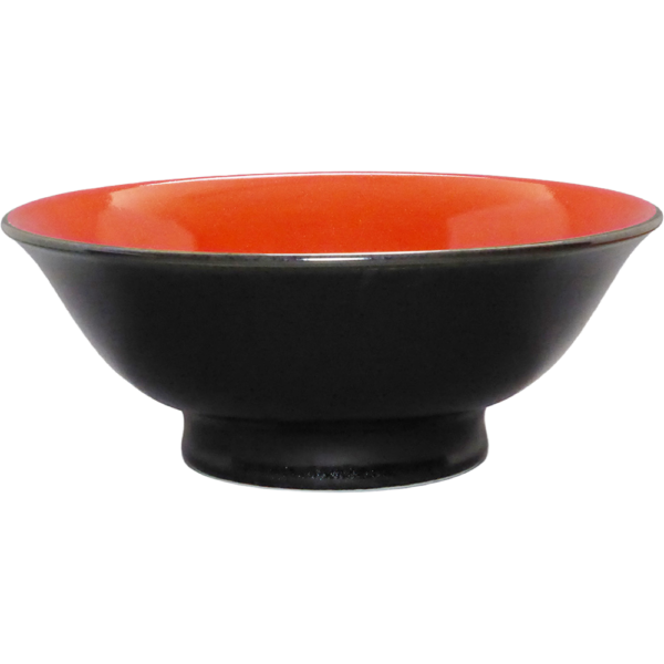 00930713 柚子黒（中赤） 6.5反高台丼  20.2×8.2㎝ 1080㏄ P.69 ￥2700（税抜）
