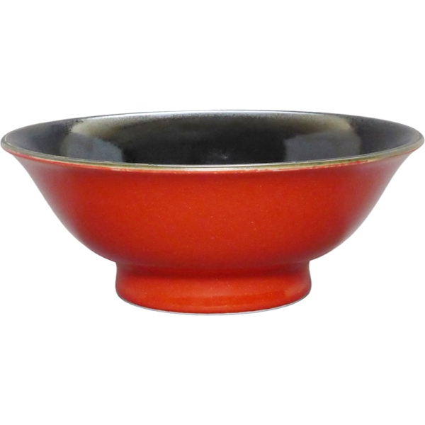 00940784 柚子赤（中黒） 6.3反高台丼  18.5×8㎝ 850㏄ P.70 ￥2500（税抜）