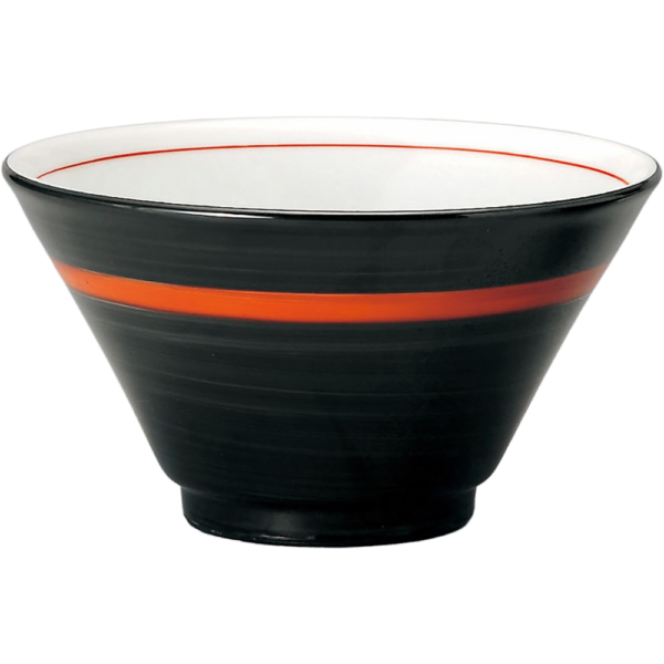 00950428 特選麺の器 14 黒巻朱帯 切立18㎝深丼 18×9.2㎝ 990㏄ P.167 ￥1900（税抜）