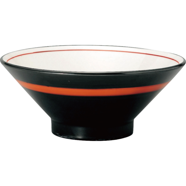 00950935 特選麺の器 14 黒巻朱帯 切立高台22㎝丼 21.3×8.8㎝ 1200㏄ P.167 ￥1900（税抜）