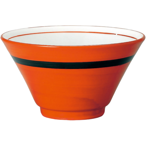 00960428 特選麺の器 14 朱巻黒帯 切立18㎝深丼 18×9.2㎝ 990㏄ P.167 ￥1900（税抜）