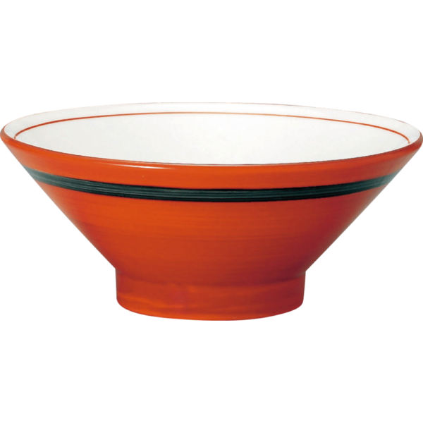 00960935 特選麺の器 14 朱巻黒帯 切立高台22㎝丼 21.3×8.8㎝ 1200㏄ P.167 ￥1900（税抜）