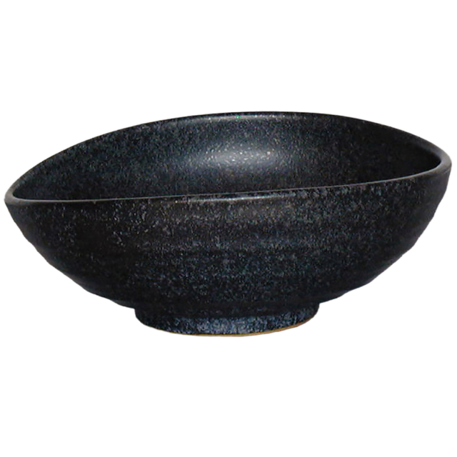 01040671 めん皿・めん鉢 1 銀彩黒無地 たまご型大皿 25×22×5㎝ P.34 ￥3900（税抜）