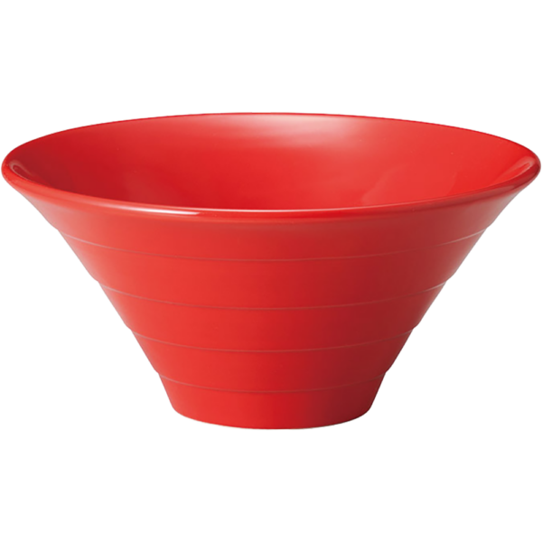 01051314 特選麺の器 15 赤 7寸薄筋朝顔丼 21.3×10㎝ 1300㏄ P.168 ￥3000（税抜）