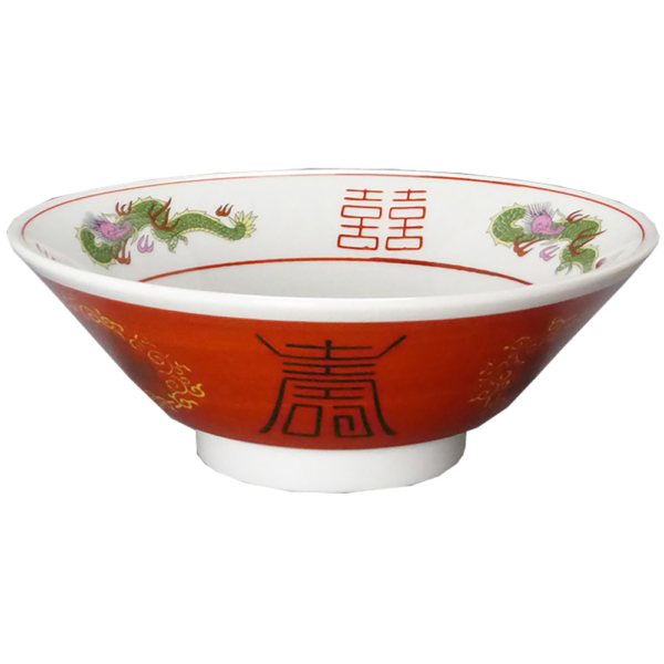 01080066 しょう油 赤巻三ッ竜唐草牡丹 切立6.8丼 20.1×7.5㎝ P.12 ￥2150（税抜）