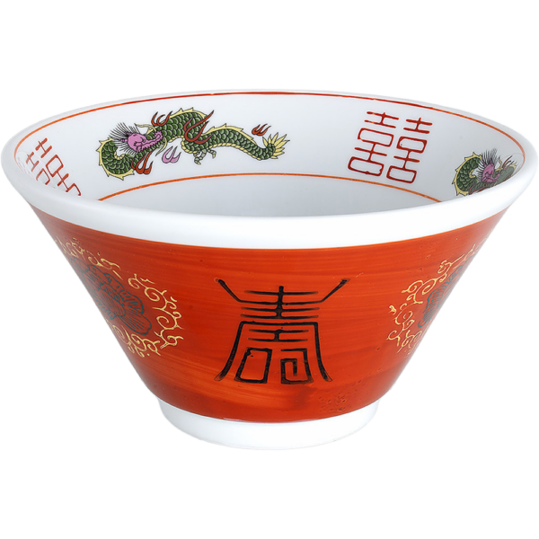 01080429 特選麺の器 28 赤巻三ツ竜唐草牡丹 切立19㎝深丼 18.8×10.2㎝ 1200㏄ P.181 ￥2400（税抜）