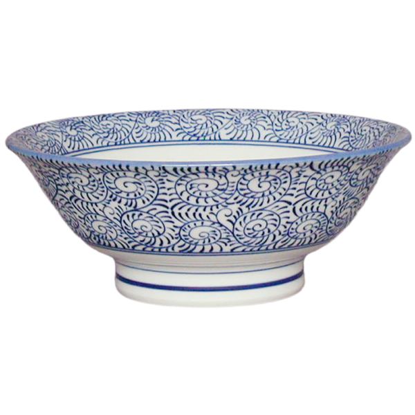 01120713 タコ唐草 青 6.5反高台丼  20.3×8.3㎝ 1080㏄ P.51 ￥2650（税抜）