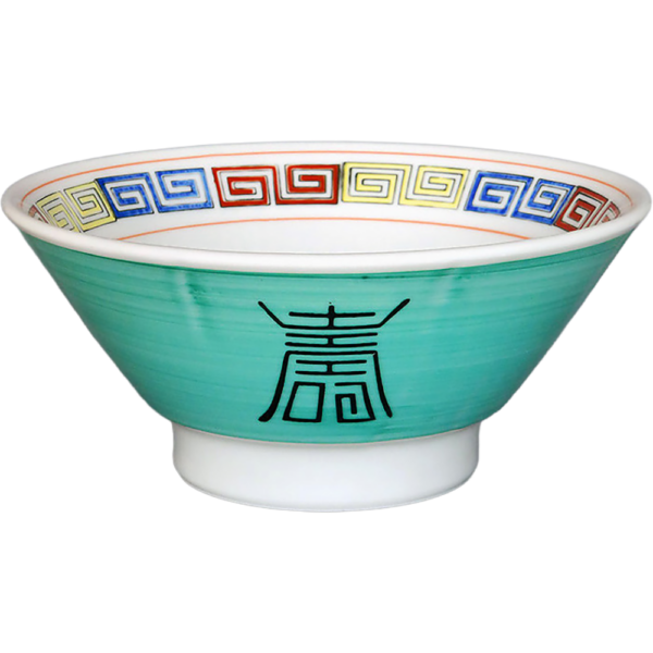 01140687 特選麺の器 4 グリーン巻三色雷門 切立高台7寸丼  21×9.2㎝ 1280㏄ P.157 ￥3400（税抜）