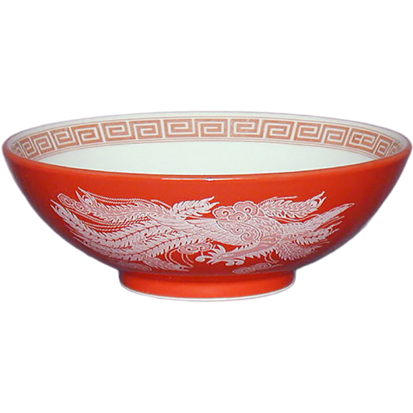 01220055 特選麺の器 7 赤釉白竜 丸6.8丼  20.7×6.2㎝ 950㏄ P.160 ￥2950（税抜）