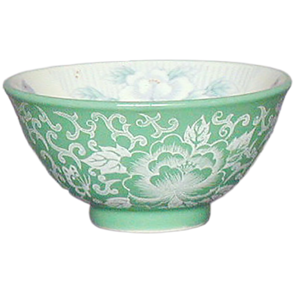 01320035 ヒスイ花蝶 3.8スープ碗  11.5×5.8㎝ 250㏄ P.147 ￥1750（税抜）