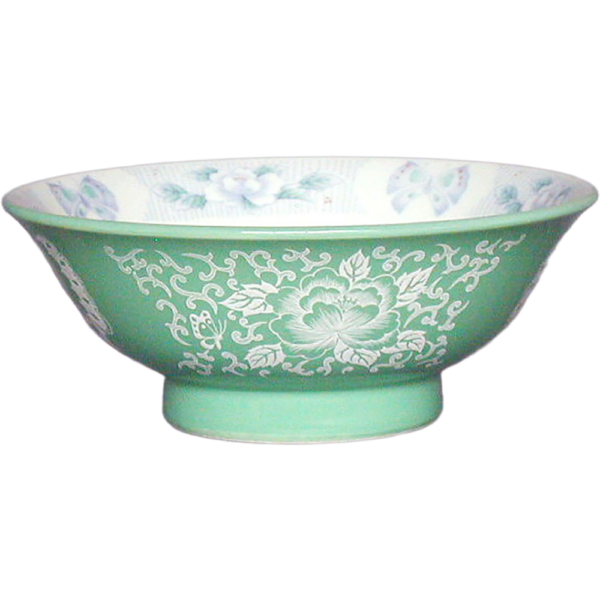 01320733 ヒスイ花蝶 7.5反高台丼  23×8.8㎝ 1500㏄ P.147 ￥5800（税抜）