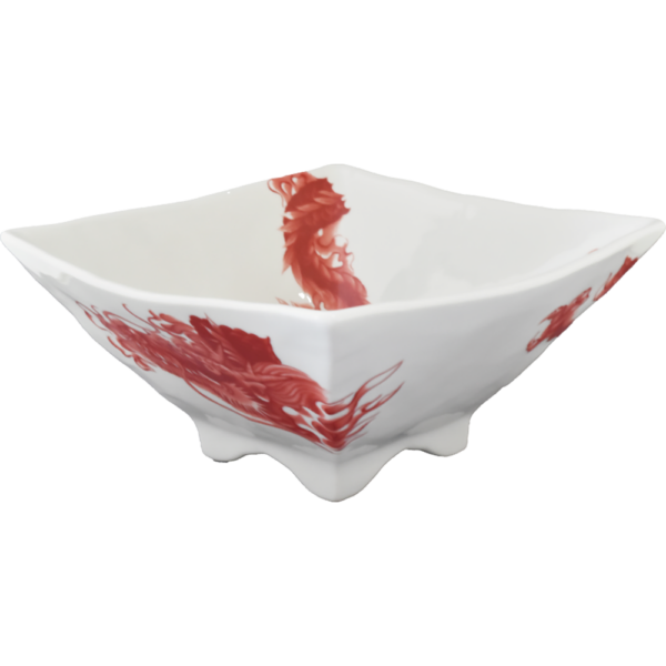 01520493 特選麺の器 15 昇龍（赤） 7寸四角丼 21×20.5×10㎝ 1450㏄ P.168 ￥7100（税抜）