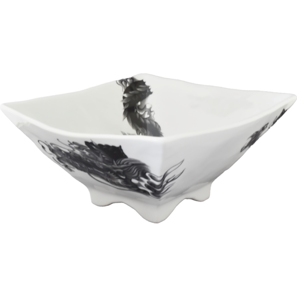 01530493 特選麺の器 15 昇龍（黒） 7寸四角丼 21×20.5×10㎝ 1450㏄ P.168 ￥7100（税抜）