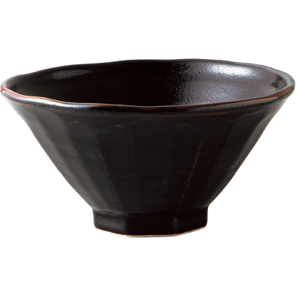 01580450 特選麺の器 16 柚子黒天目 八角6.3丼 19×9.7㎝ 1160㏄ P.169 ￥2000（税抜）