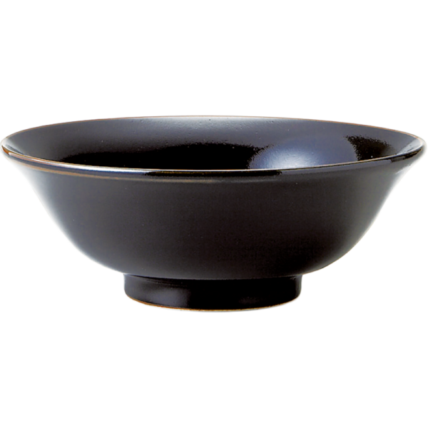 01581145 特選麺の器 25 柚子黒天目 6.5浅高台丼 19.5×7㎝ 900㏄ P.178 ￥1200（税抜）