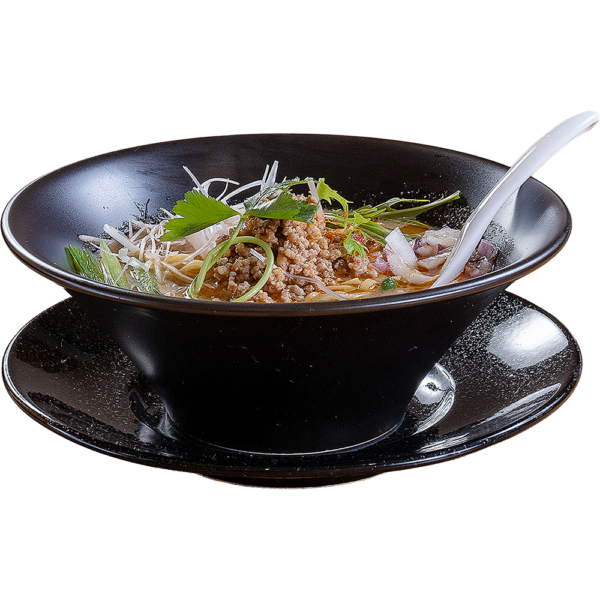 01590881 担々麺 黒御影 22㎝受皿 21.8×3.8㎝ P.21 ￥800（税抜）