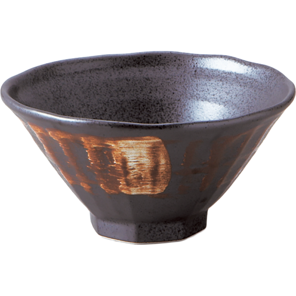 01600451 特選麺の器 16 黒結晶 八角7寸丼 22×11.4㎝ 1700㏄ P.169 ￥2800（税抜）